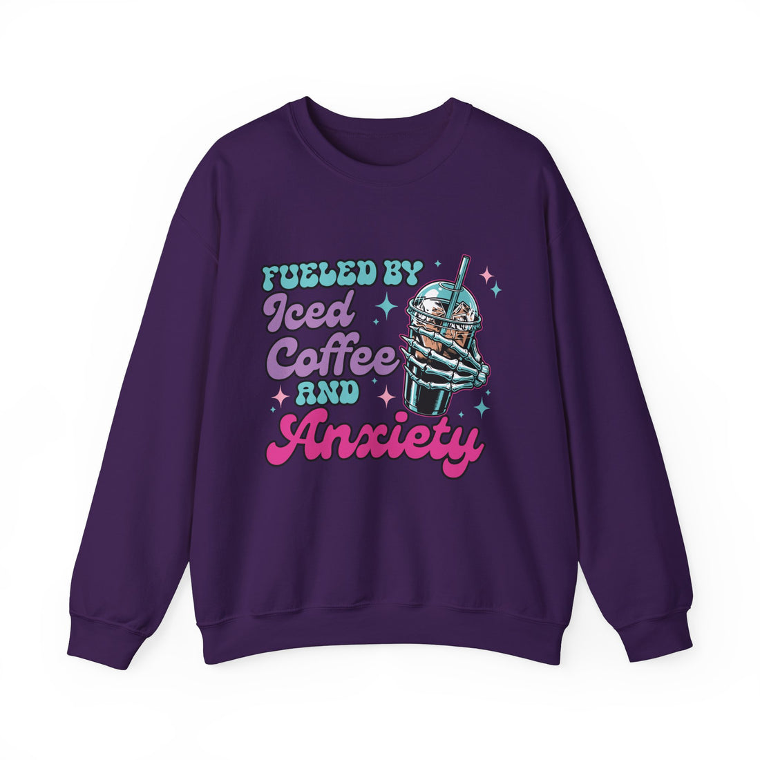 Fueled By Ice Coffee & Anxiety Sweatshirt - Graphic Sweatshirt from Tee Utopia