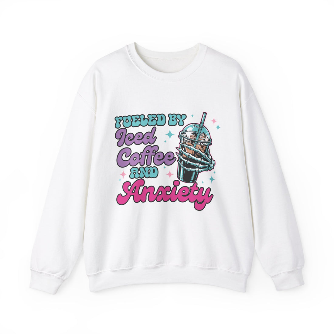Fueled By Ice Coffee & Anxiety Sweatshirt - Graphic Sweatshirt from Tee Utopia