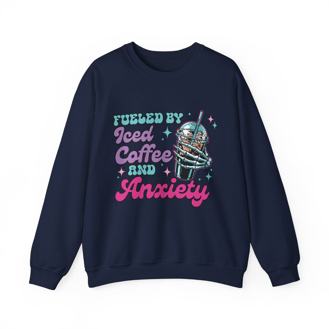 Fueled By Ice Coffee & Anxiety Sweatshirt - Graphic Sweatshirt from Tee Utopia