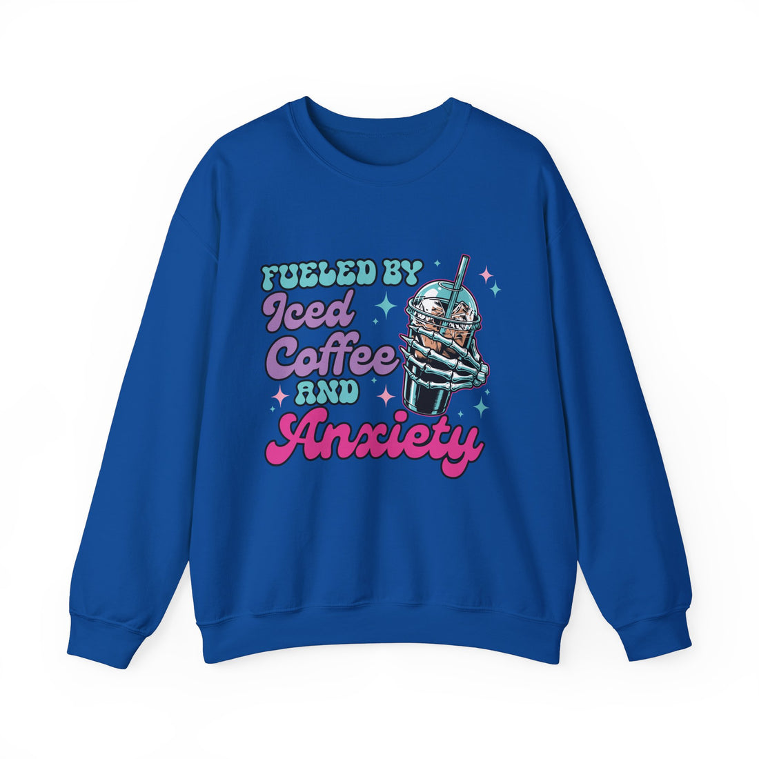 Fueled By Ice Coffee & Anxiety Sweatshirt - Graphic Sweatshirt from Tee Utopia