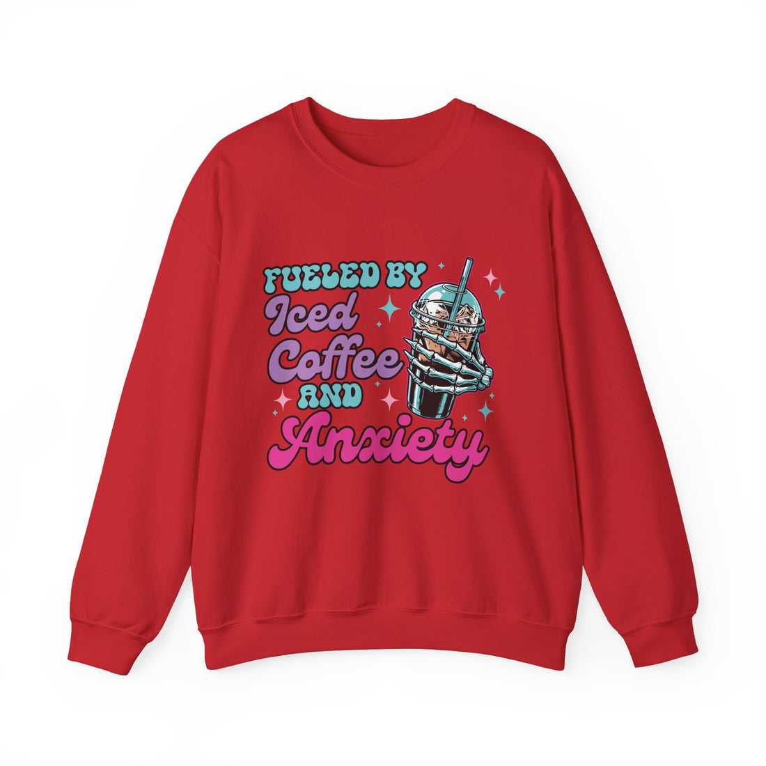 Fueled By Ice Coffee & Anxiety Sweatshirt - Graphic Sweatshirt from Tee Utopia