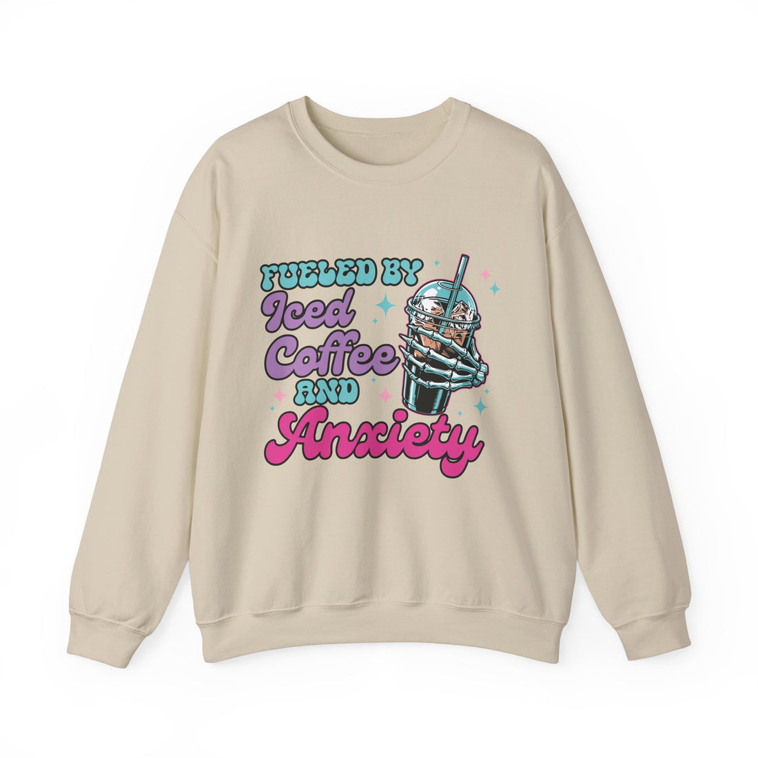Fueled By Ice Coffee & Anxiety Sweatshirt - Graphic Sweatshirt from Tee Utopia