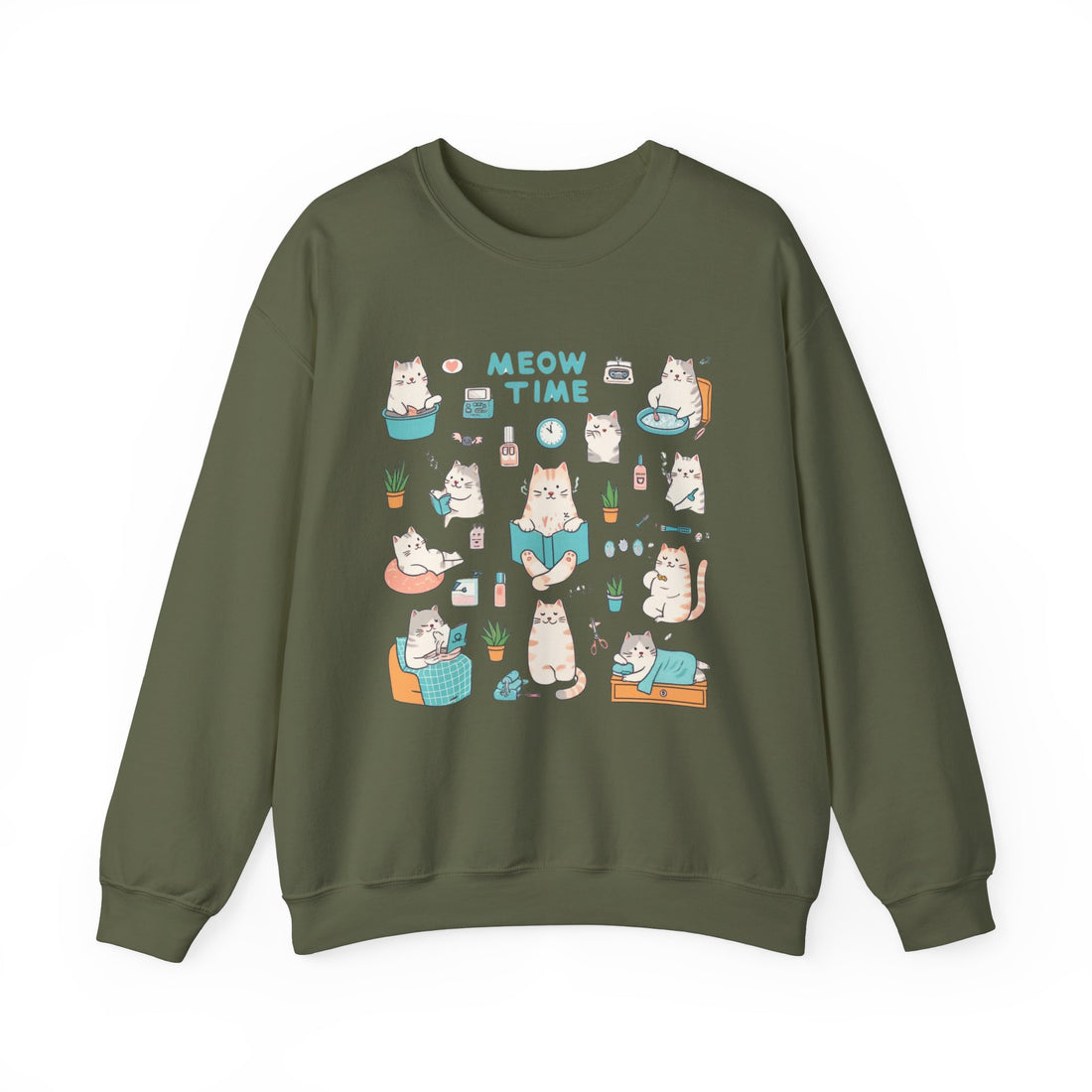 Meow Time Sweatshirt - Graphic Sweatshirt from Tee Utopia