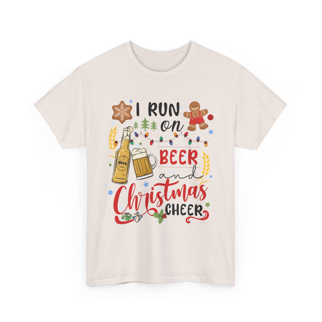 I Run On Beer and Christmas Cheer  T-Shirt - Graphic T-Shirt from Tee Utopia