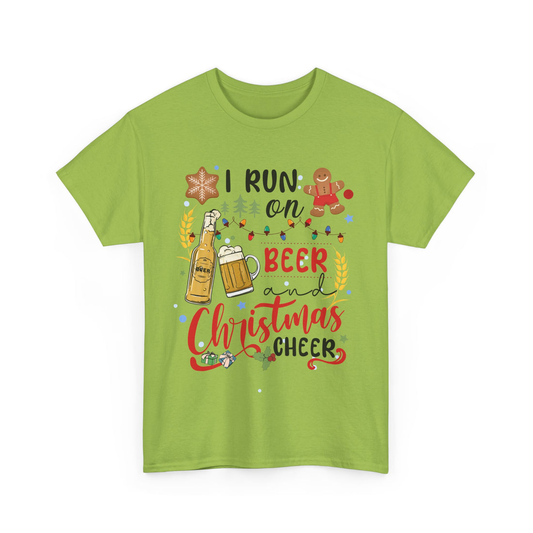I Run On Beer and Christmas Cheer  T-Shirt - Graphic T-Shirt from Tee Utopia