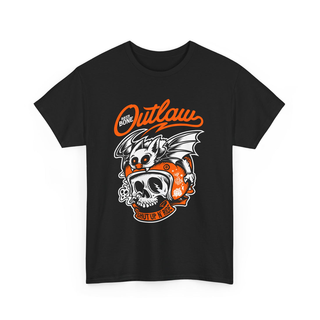 Biker Bone Outlaw T-Shirt - Graphic T-Shirt from Tee Utopia