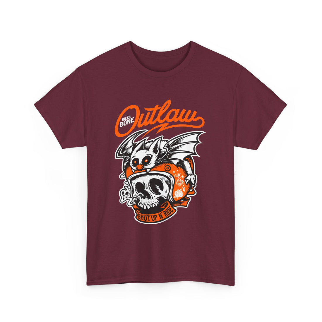 Biker Bone Outlaw T-Shirt - Graphic T-Shirt from Tee Utopia