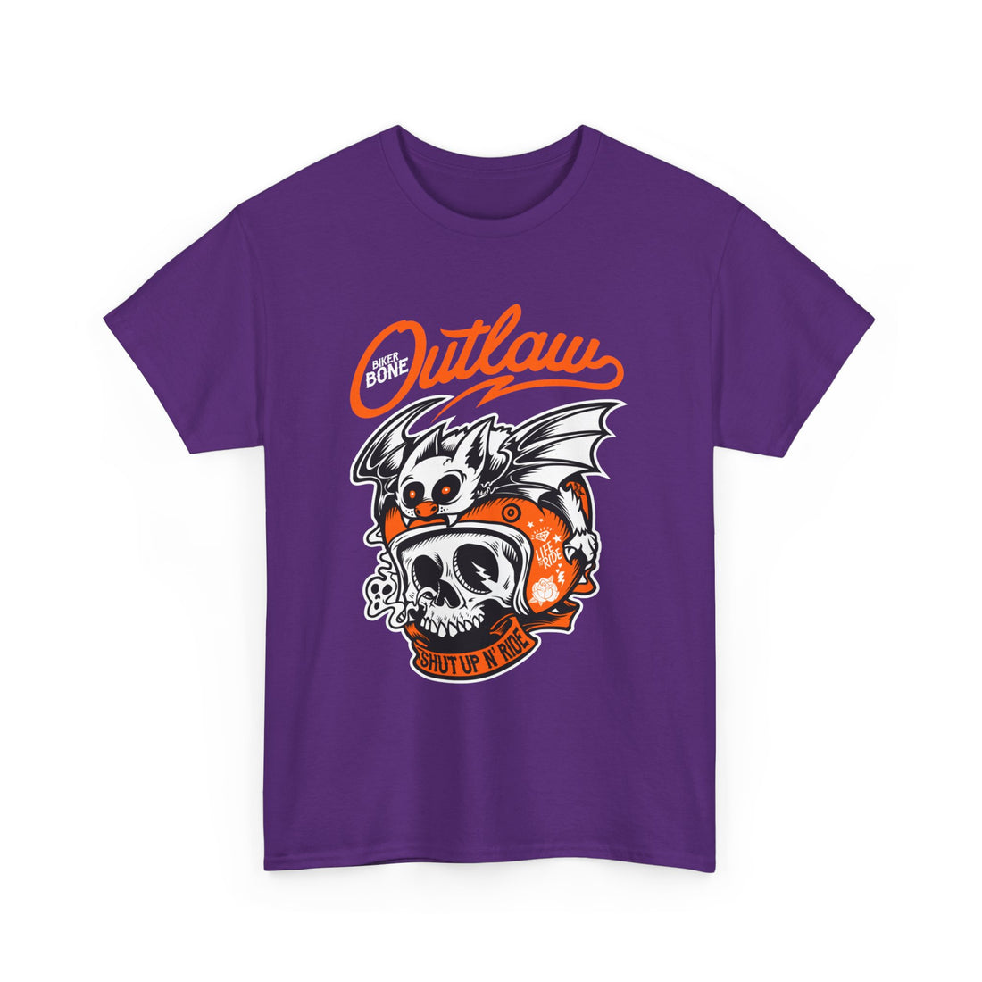 Biker Bone Outlaw T-Shirt - Graphic T-Shirt from Tee Utopia