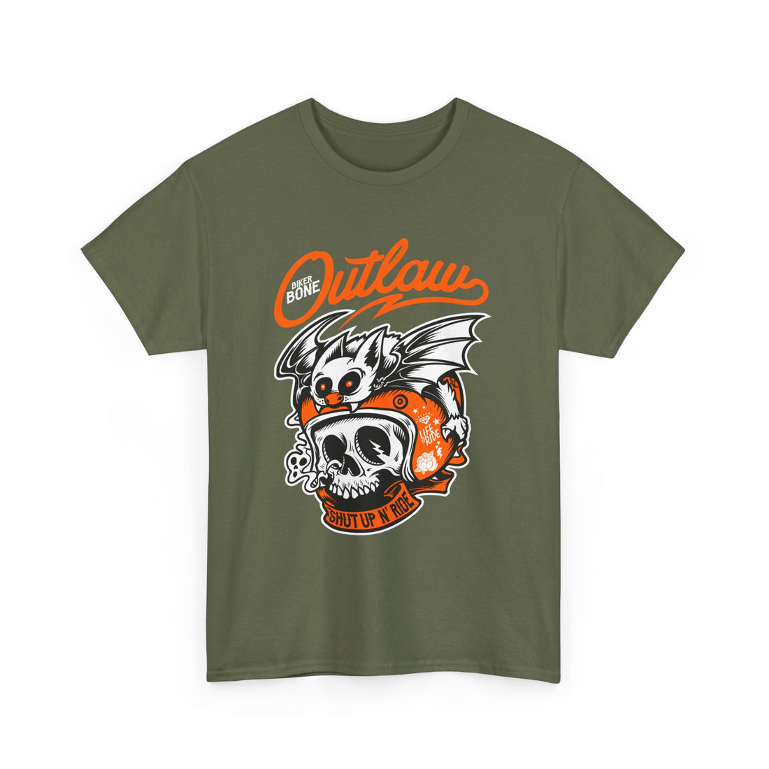 Biker Bone Outlaw T-Shirt - Graphic T-Shirt from Tee Utopia