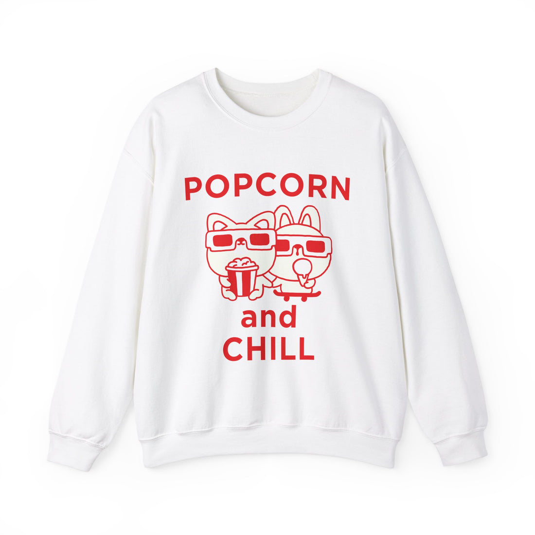 Popcorn and Chill Sweatshirt - Graphic Sweatshirt from Tee Utopia
