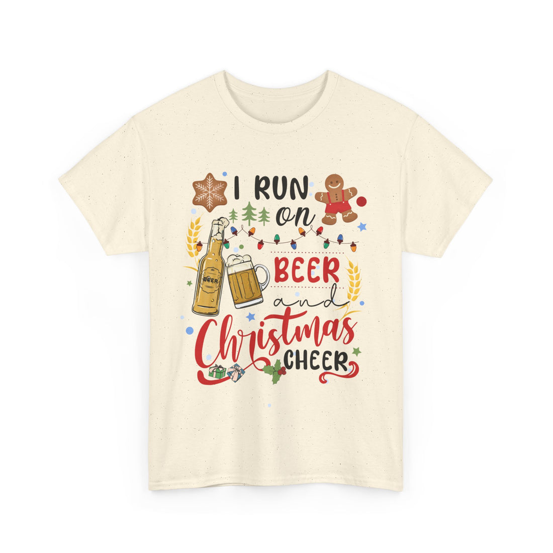I Run On Beer and Christmas Cheer  T-Shirt - Graphic T-Shirt from Tee Utopia