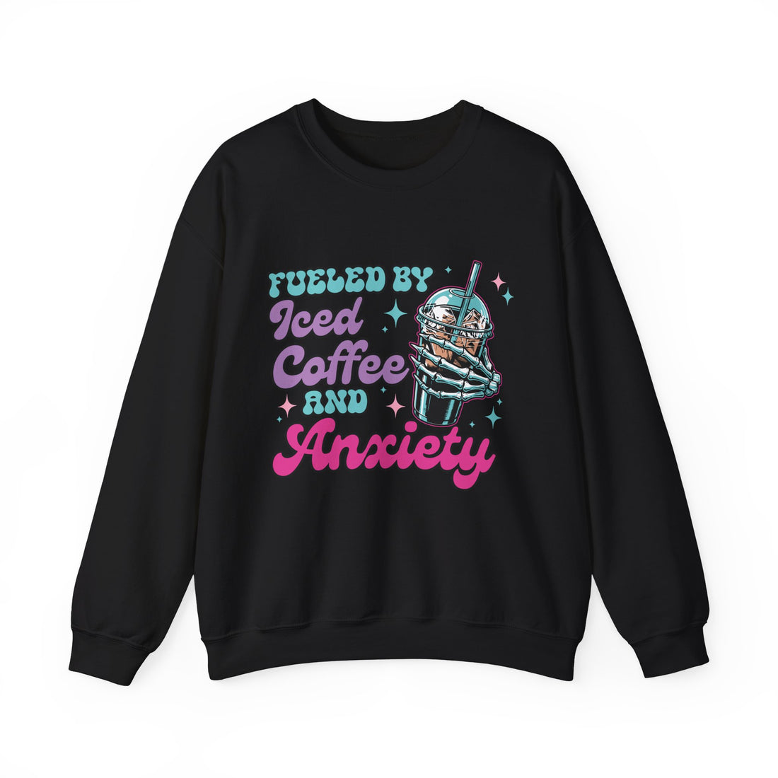 Fueled By Ice Coffee & Anxiety Sweatshirt - Graphic Sweatshirt from Tee Utopia